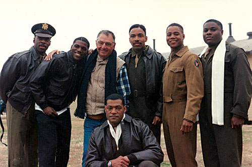 AIRBORNE: Robert Markowitz (center) with the cast of Tuskegee Airmen.